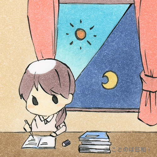 昼夜兼行 イラスト 四字熟語 意味