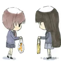 物物交換（ぶつぶつこうかん）を表すイラスト