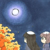 月白風清（げっぱくふうせい）を表すイラスト